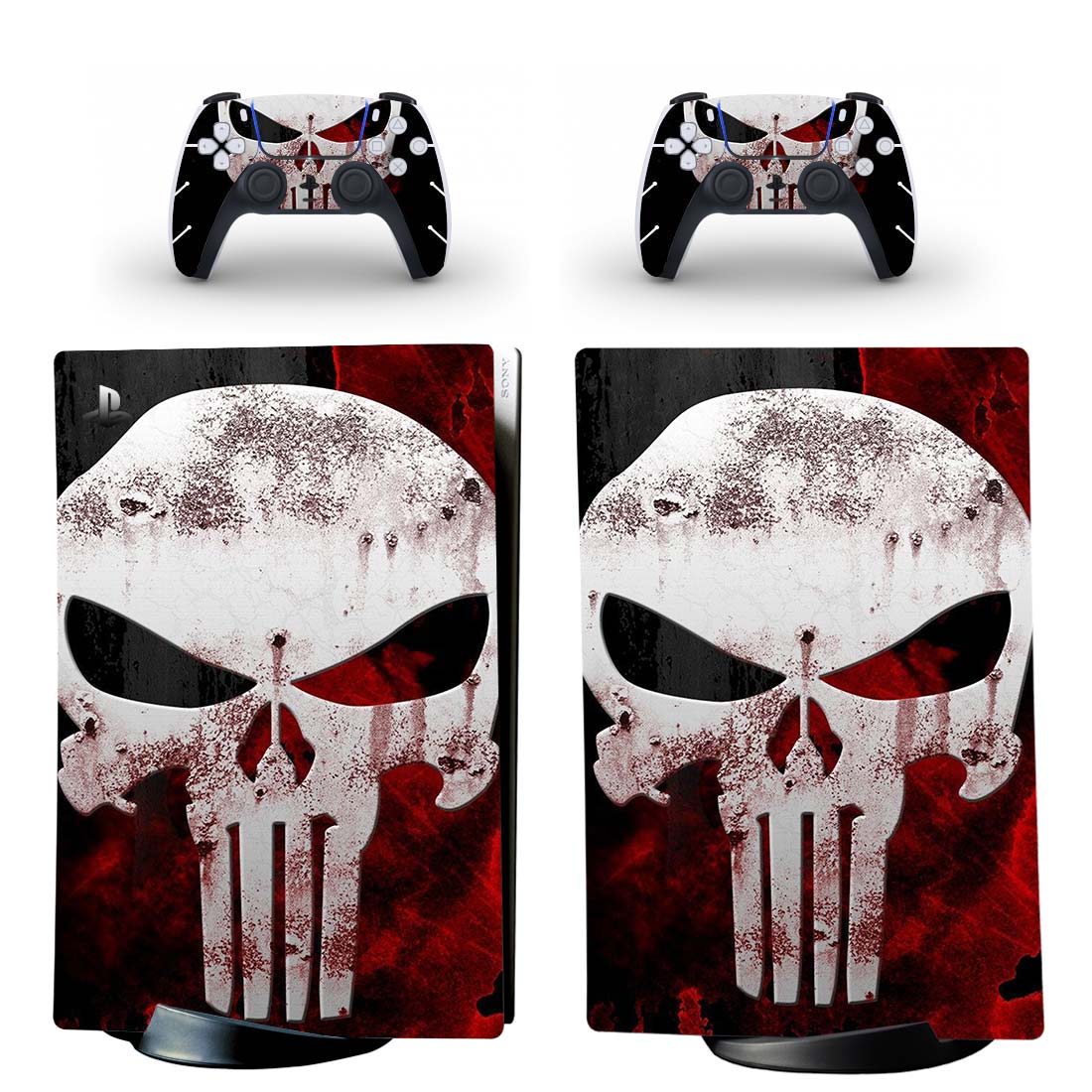 PS5 skin cover dedicated to Marvel character The Punisher