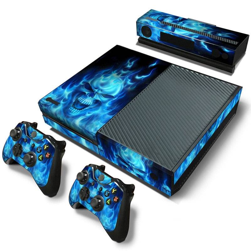 BLUE FIRE SKULL - XBOX ONE PROTECTOR SKIN - best-skins