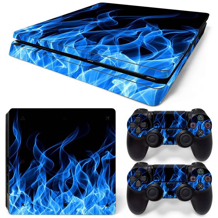 BLUE FIRE DESIGN - PLAYSTATION 4 SLIM PROTECTOR SKIN - best-skins