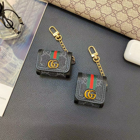 Close-up of Gucci Designer AirPods Case for AirPods Pro