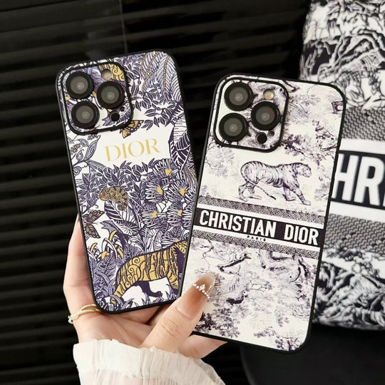 White Dior Jungle Pattern iPhone Case showcasing elegance