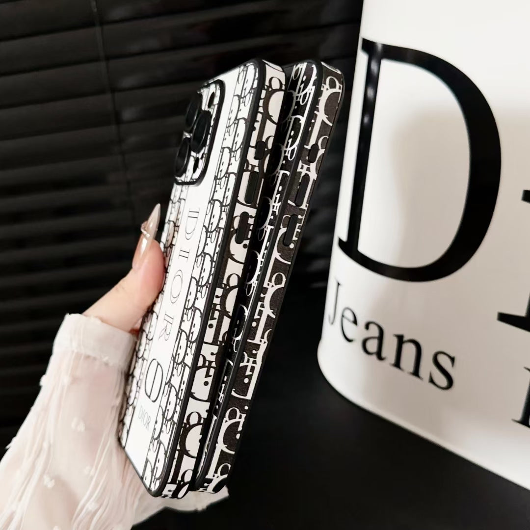 Stylish Dior Iconic Monogram iPhone Cover in classic Black