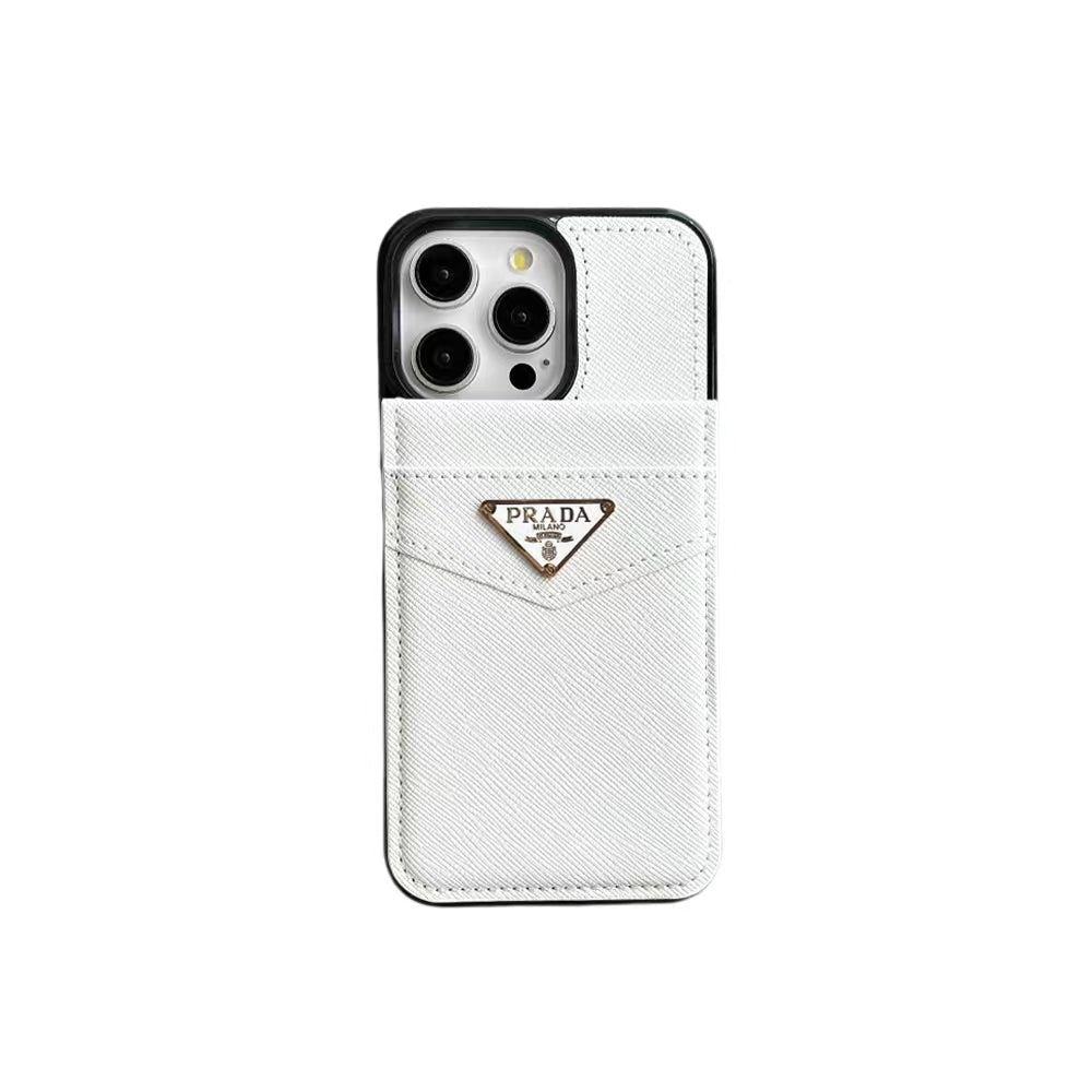 Designer iPhone case featuring Prada, Gucci, Hermes logos