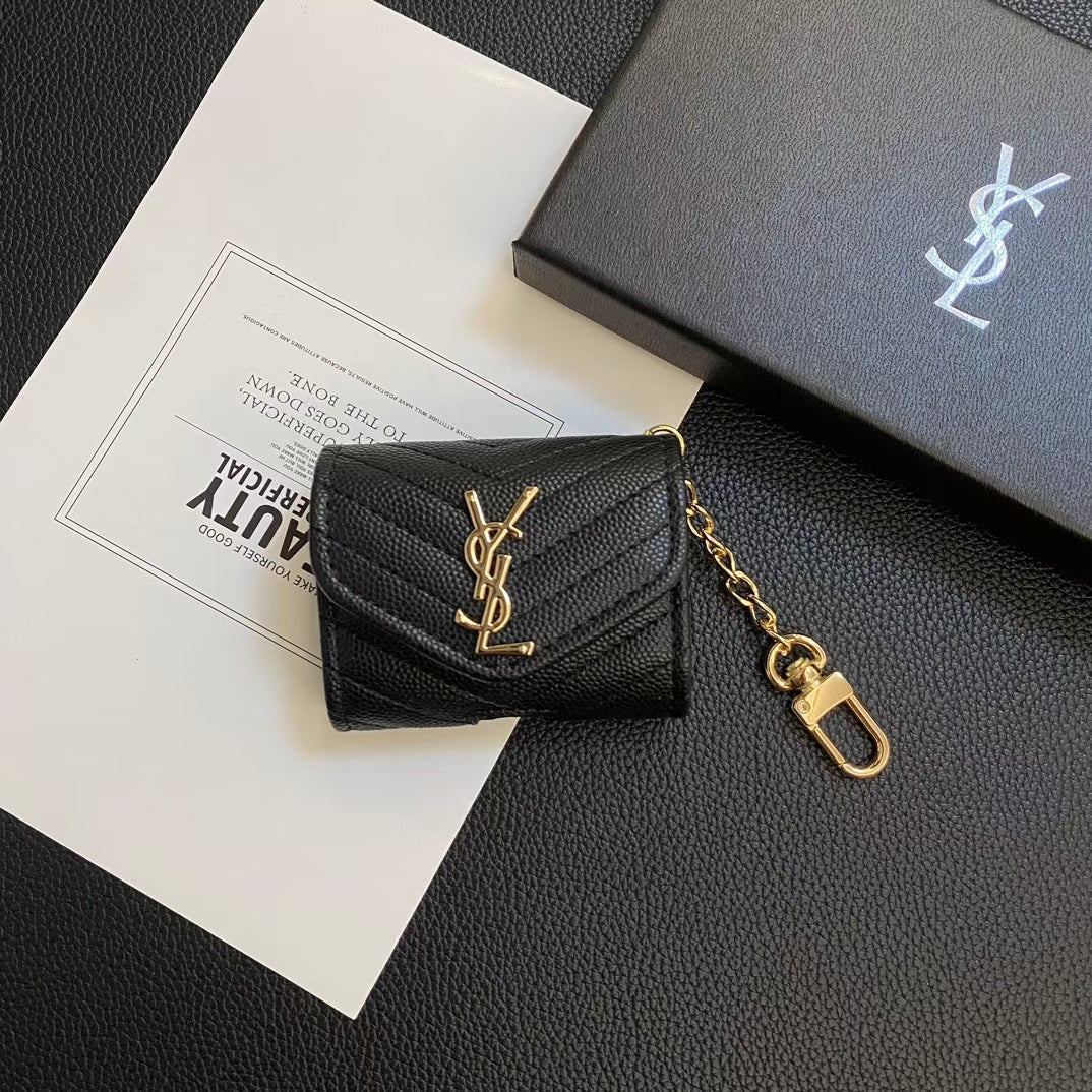 YSL Designer AirPods Case in Elegant Red Leather