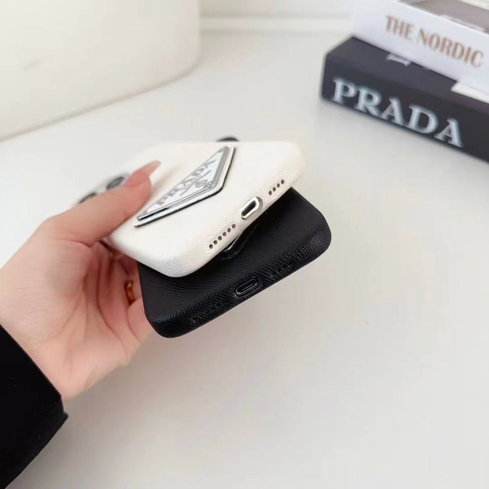 Close-Up of PRADA iPhone Case Featuring Elegant Design and Premium Material