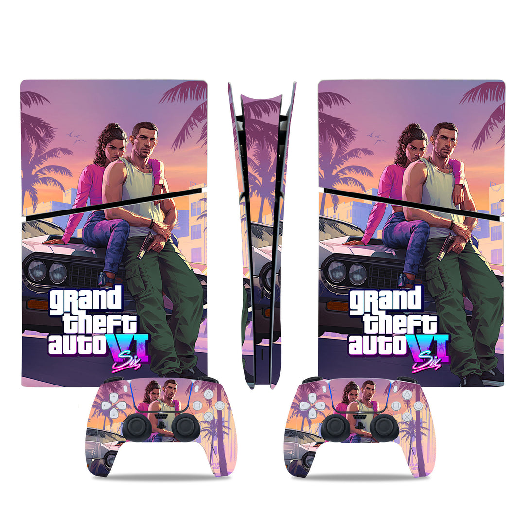 Grand Theft Auto Protector Skin Applied to PlayStation 5 Digital Slim Console