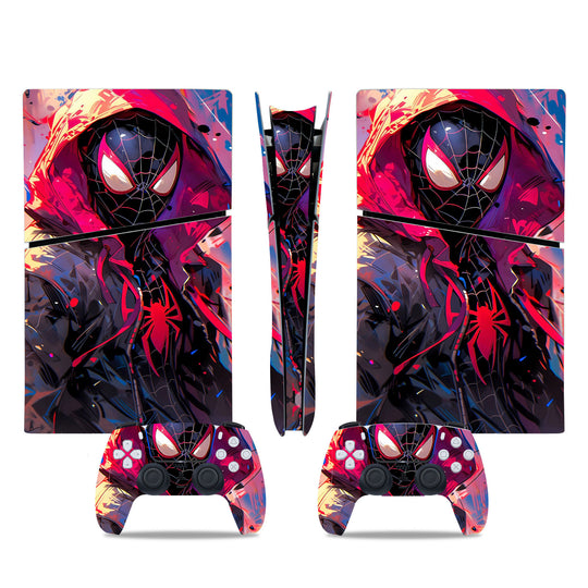 PlayStation 5 Digital Slim with Spider-Man Custom Skin - Side Angle