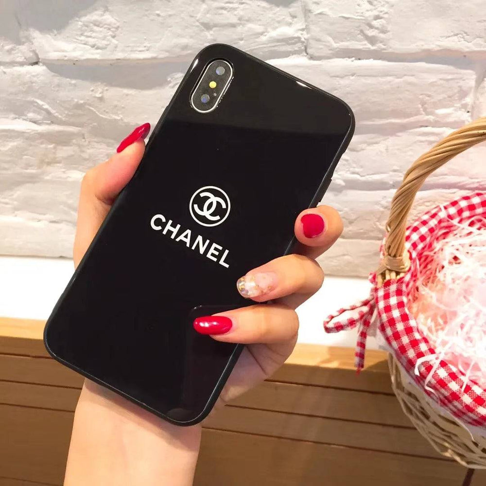 Elegant Chanel iPhone case with tempered glass