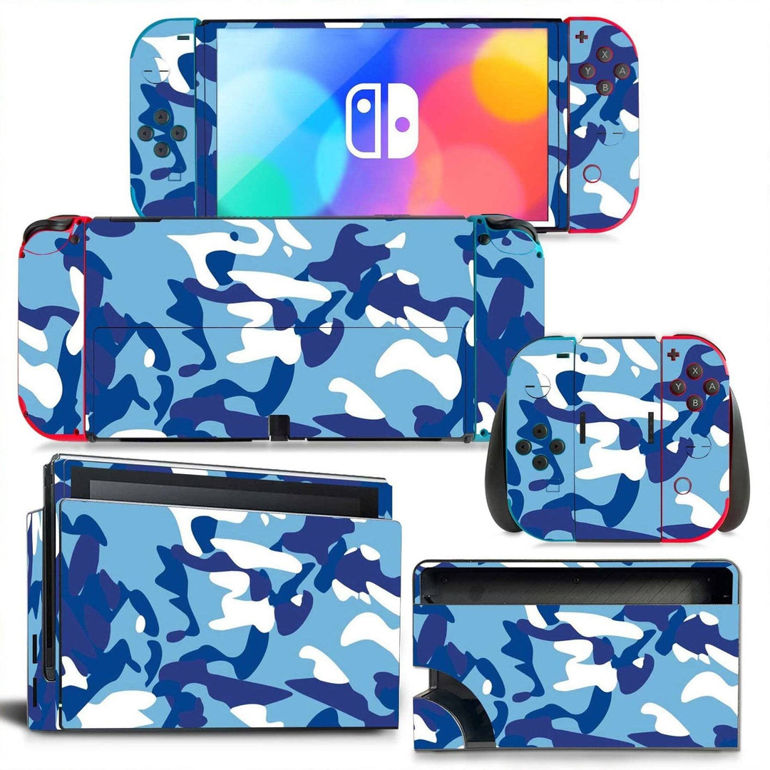 Camouflage protector skin for Nintendo Switch OLED with precision cut and easy installation.