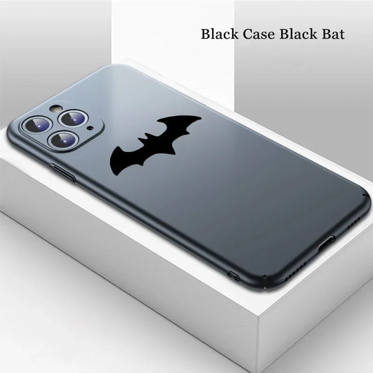 Slim profile of the Batman Matte Case for iPhone on a flat surface.