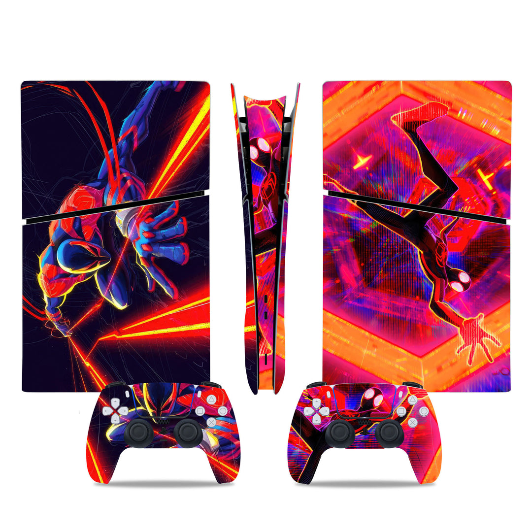 PlayStation 5 Digital Slim with Spider-Man Custom Skin - Side Angle